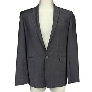 PHILIPPE DUBUC Charcoal Windowpane Single Button Wool Blazer Sport Coat Men's 38